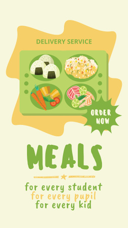 School Food Ad with Illustration of Meal TikTok Video Design Template