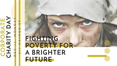 Poverty quote with child on Corporate Charity Day FB event cover tervezősablon