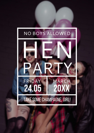 Ontwerpsjabloon van Poster van Hen Party Invitation with Girls Dancing