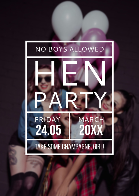 Hen Party Invitation with Girls Dancing Poster – шаблон для дизайну
