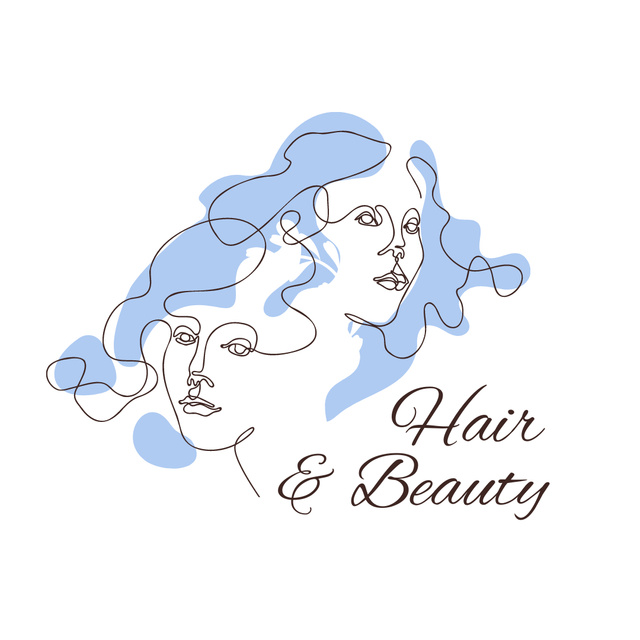 Emblem of Beauty and Hair Salon Logo 1080x1080px Design Template