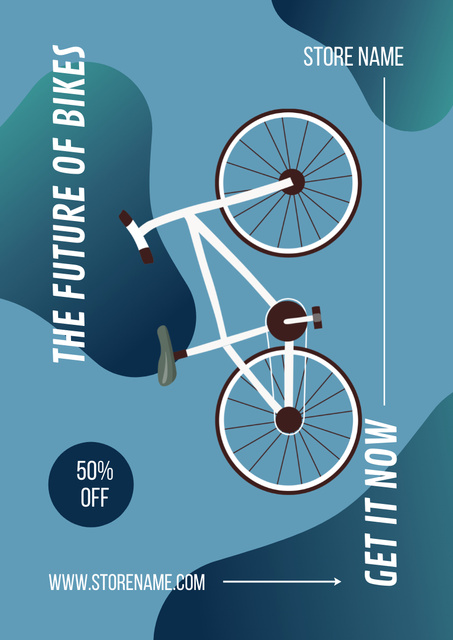 Bicycles Store Ad At Half Price Poster A3 Design Template