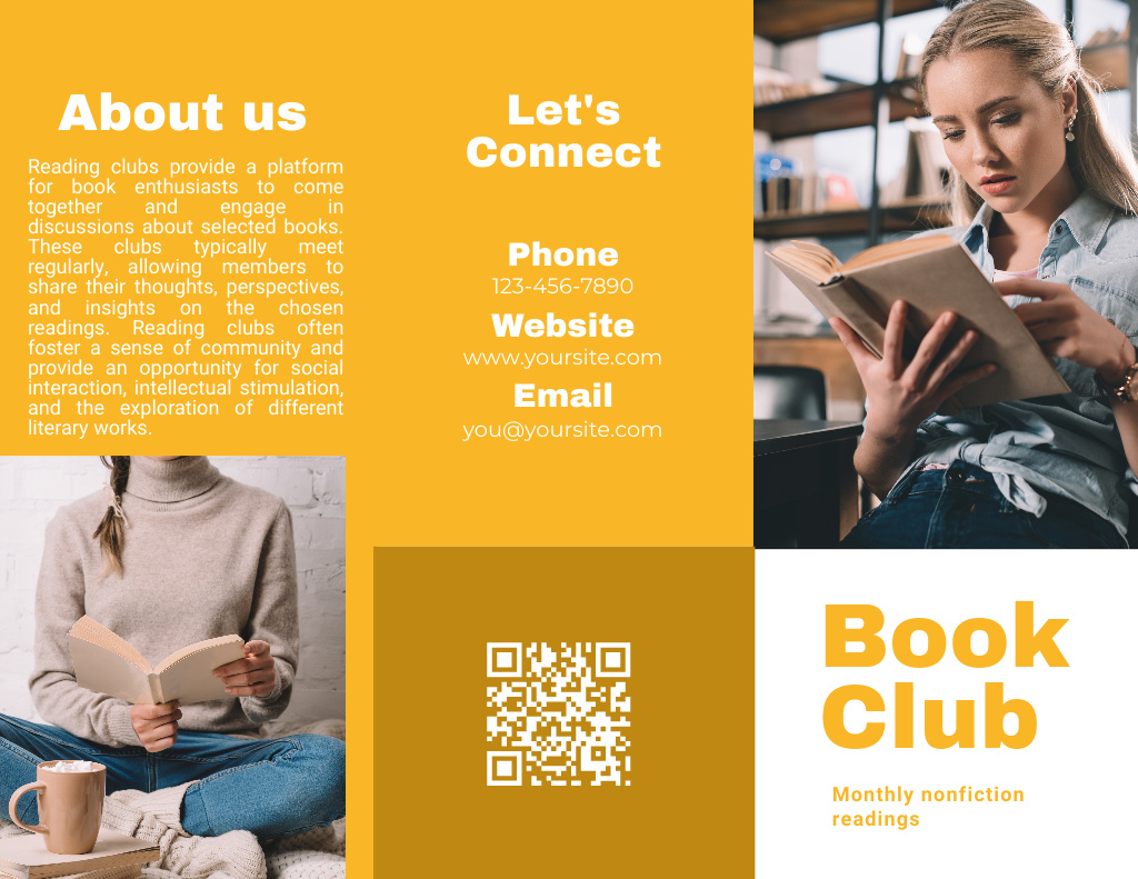 Book Club Ad Brochure 8.5x11in Πρότυπο σχεδίασης
