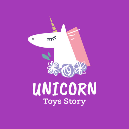 Unicorn Toys Story Logo Design Template