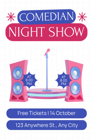 Night Comedy Show with Microphone and Speakers Tumblr Design Template