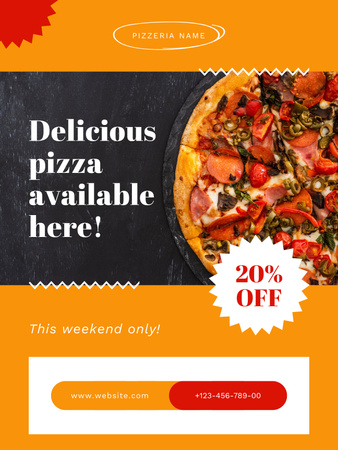 Discount on Delicious Italian Pizza with Bacon Poster US Design Template