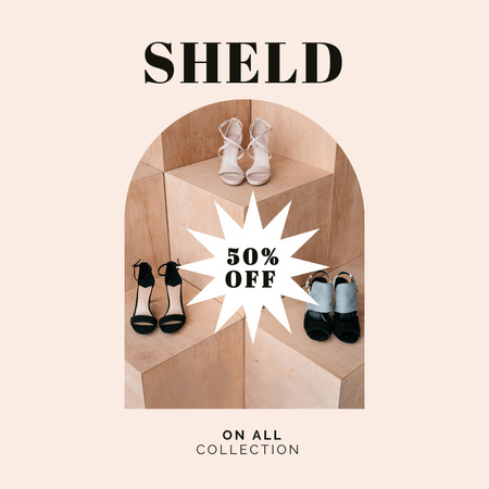 Modèle de visuel publicité magasin de mode avec des chaussures élégantes - Instagram