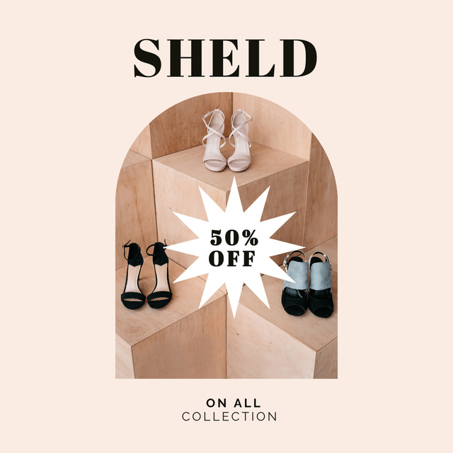 Fashion Store Ad with Stylish Shoes Instagram Tasarım Şablonu