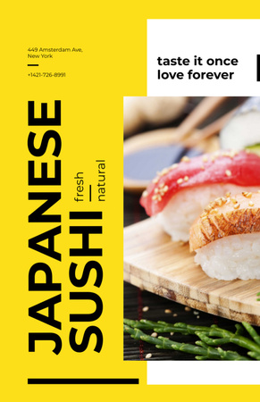 Japanese Restaurant Advertisement Fresh Sushi Flyer 5.5x8.5in Design Template