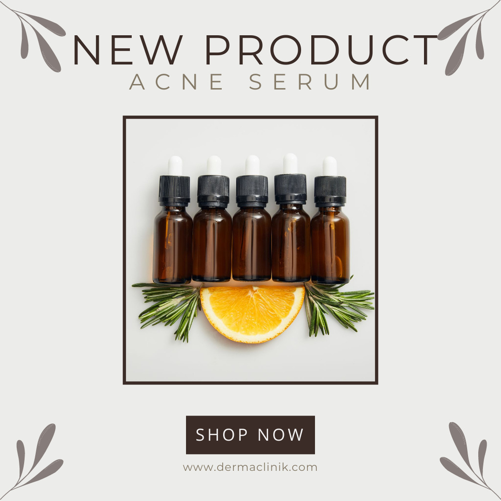 Serum Arrival Announcement with Bottles and Lemon Slice Instagram Design Template