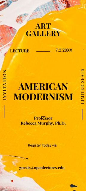 Lecture From Professor About American Modernism Art Invitation 9.5x21cm tervezősablon