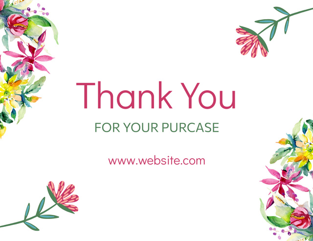 Thank You Message with Springtime Flowers Thank You Card 5.5x4in Horizontal – шаблон для дизайну