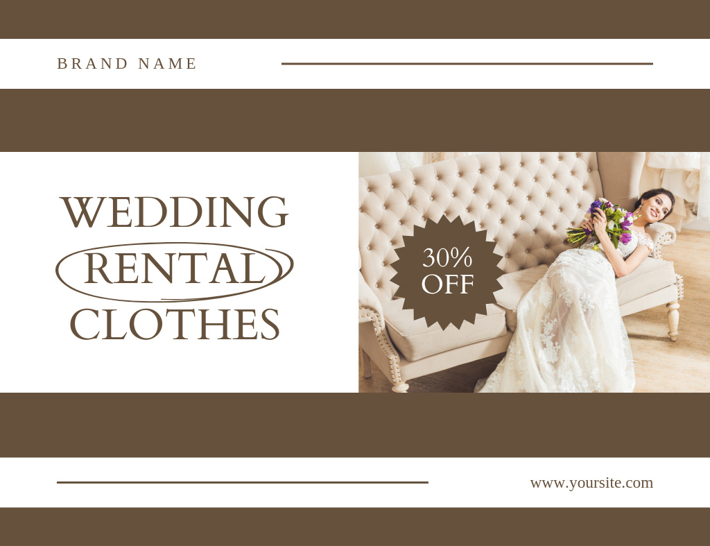 Rental Clothes for Brides Thank You Card 5.5x4in Horizontal Modelo de Design