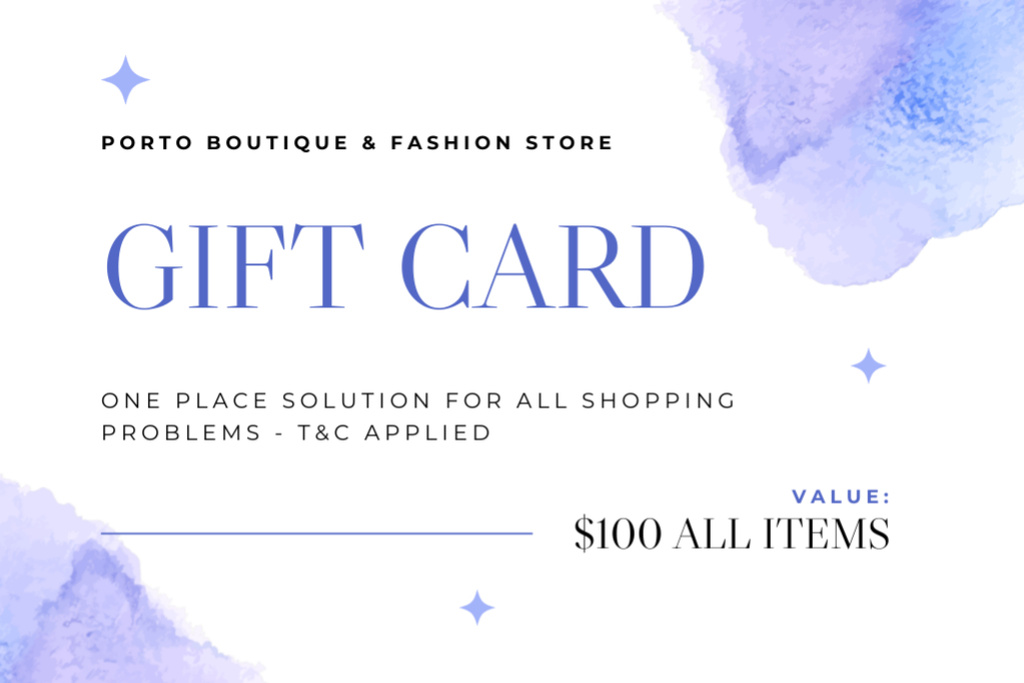 Template di design Gift Card Offer to Fashion Boutique Gift Certificate