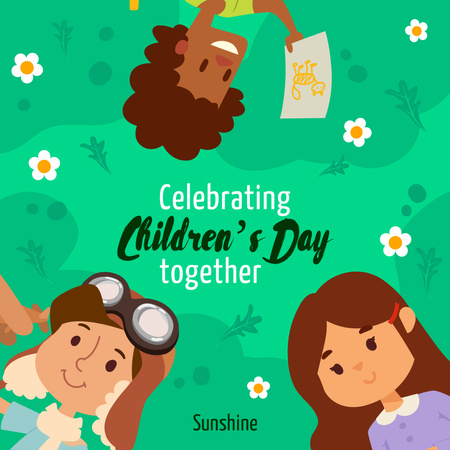 Children's Day Celebrating Offer whit Kids Animated Post Design Template