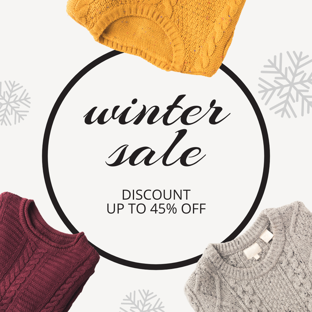 Ontwerpsjabloon van Instagram van Winter Discount Offer on Sweaters
