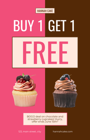 Cupcakes Promotion Ad Recipe Card Design Template