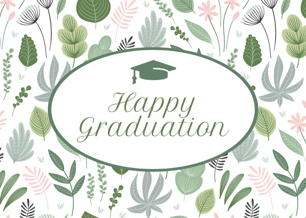 Plantilla de diseño de Congratulations on Graduation on Floral Pattern Postcard 5x7in 