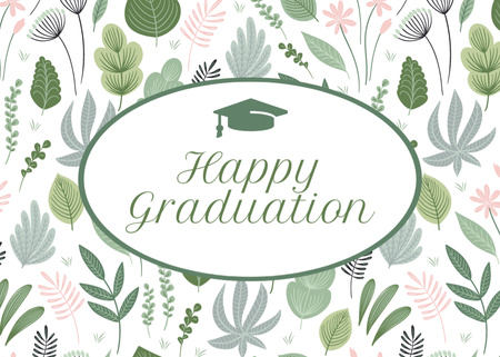 Congratulations on Graduation on Floral Pattern Postcard 5x7in Design Template