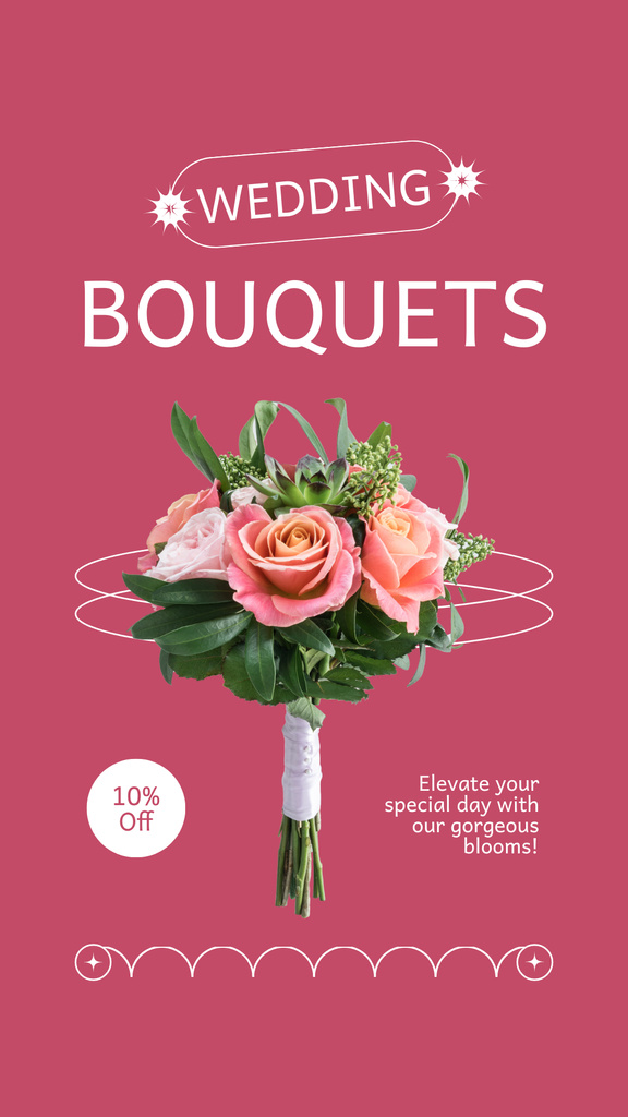 Services for Arranging Wedding Bouquets from Varietal Flowers Instagram Story tervezősablon