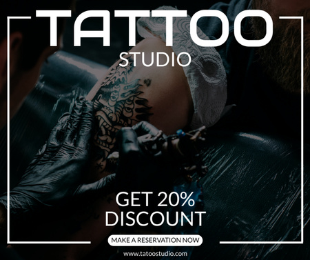Tattoo Studio Service Offer With Discount Facebook Design Template