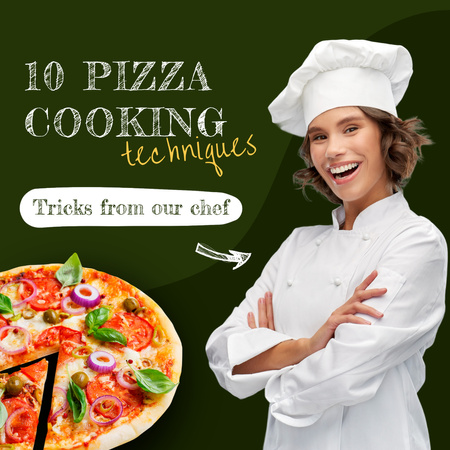 Set Of Chef's Pizza Cooking Techniques Animated Post Design Template