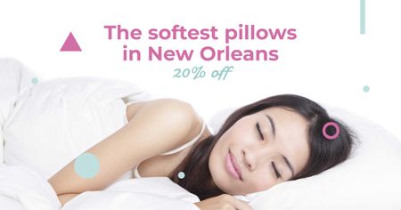 Ontwerpsjabloon van Facebook AD van Pillows ad Girl sleeping in bed