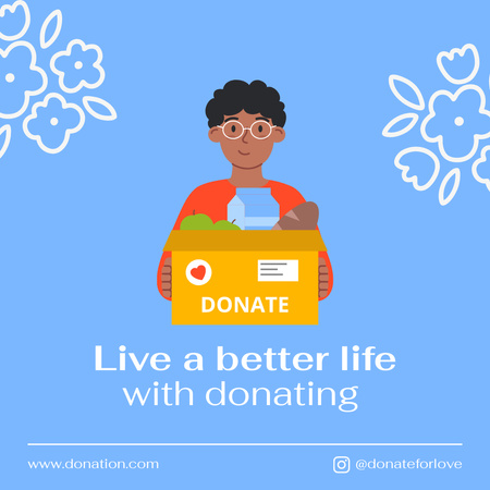 Template di design Man Volunteer Holding Box of Food for Donation Instagram