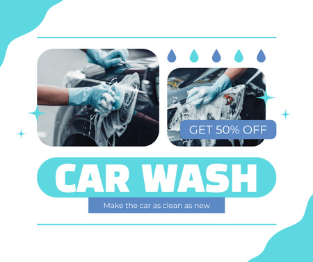 Top Quality Car Wash Services at Half Price Facebook Design Template