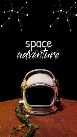Space Adventure Announcement with Astronaut Helmet Instagram Video Story Modelo de Design
