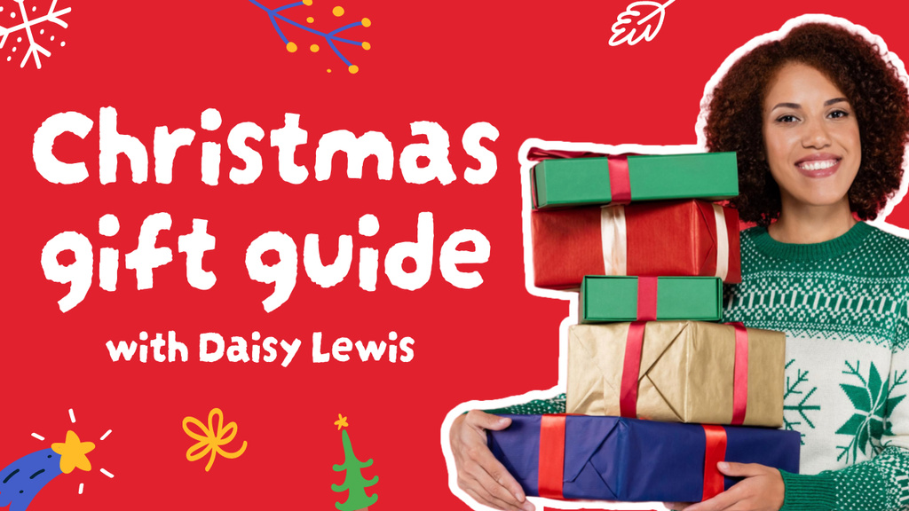 Lovely Christmas Gift Guide With Famous Vlogger Youtube Thumbnail Tasarım Şablonu