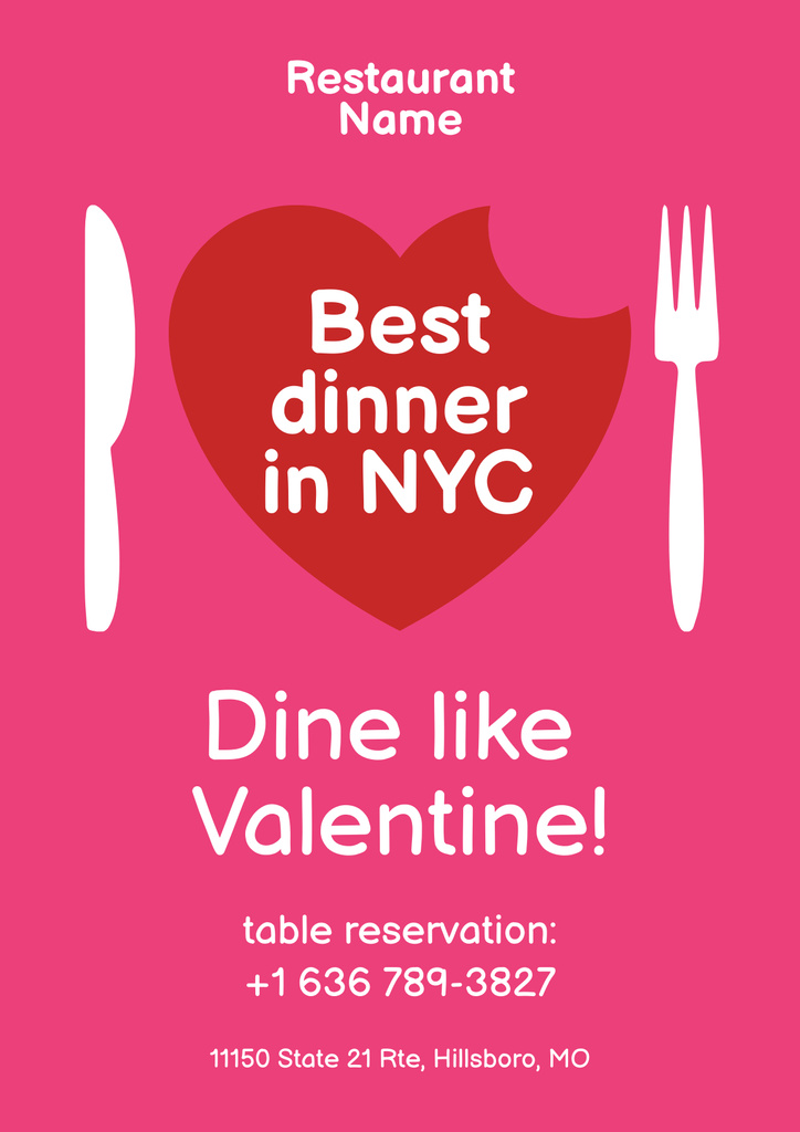 Platilla de diseño Offer of Best Dinner on Valentine's Day Poster