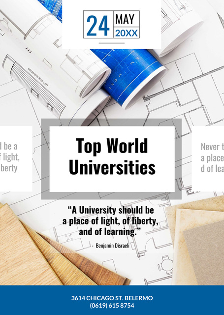 Template di design Universities Guide with Blueprints Flyer A6