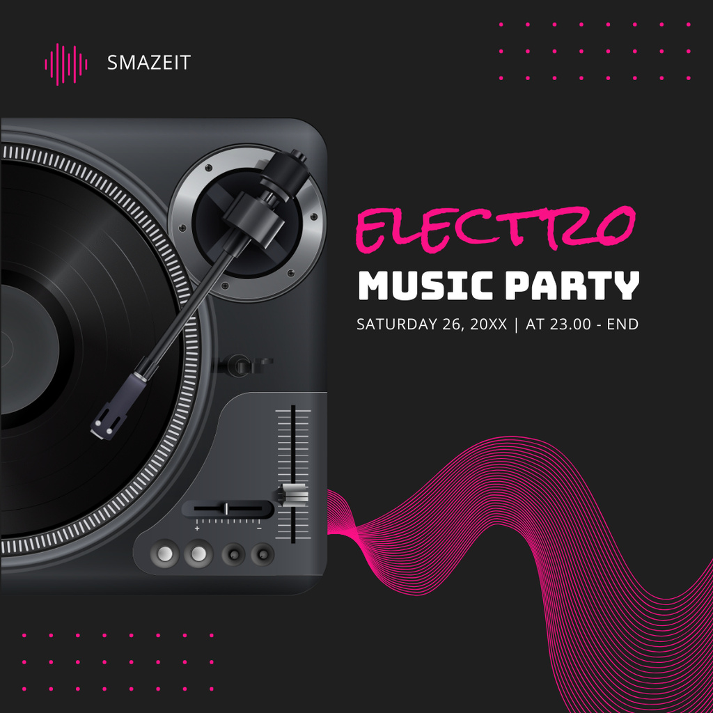 Electro Music Party Announcement Instagram Design Template