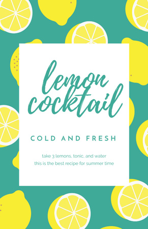 Plantilla de diseño de coctel de limón pasos de cocina Recipe Card 