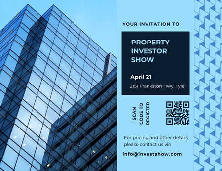 Ontwerpsjabloon van Invitation 13.9x10.7cm Horizontal van Real Estate And Investors Show Announcement