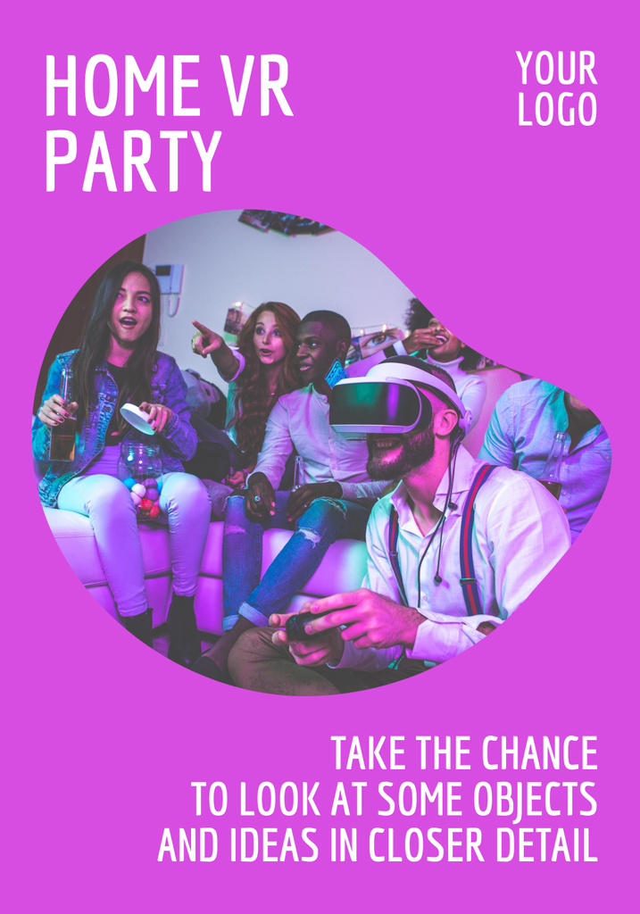 Virtual Party Announcement Poster 28x40in Design Template