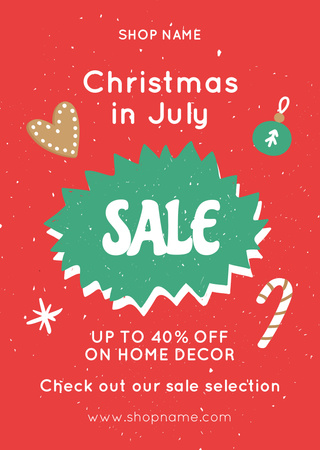 July Christmas Holiday Sale Flyer A6 Design Template