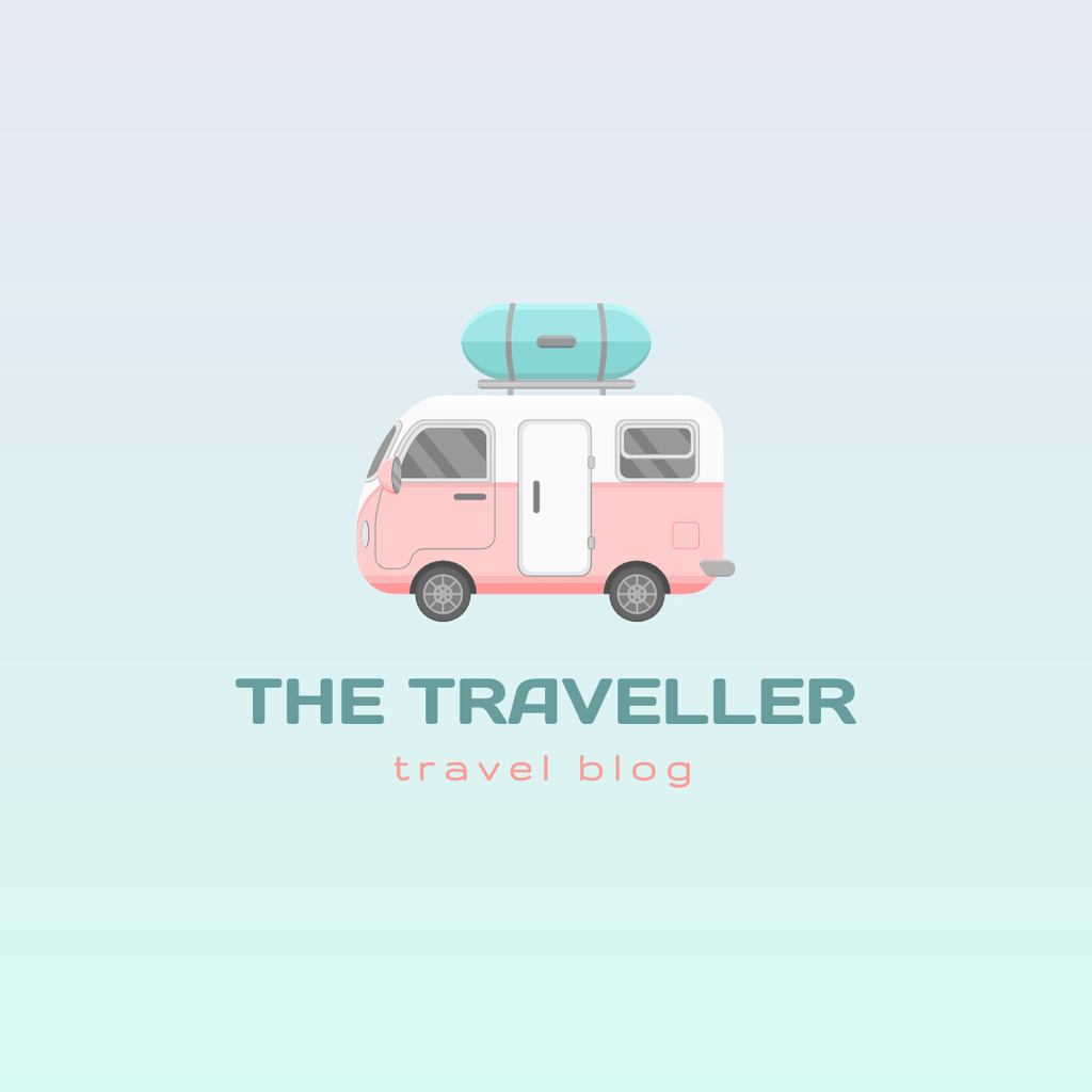 Travel Blog Ad with Bus Logo 1080x1080px – шаблон для дизайну
