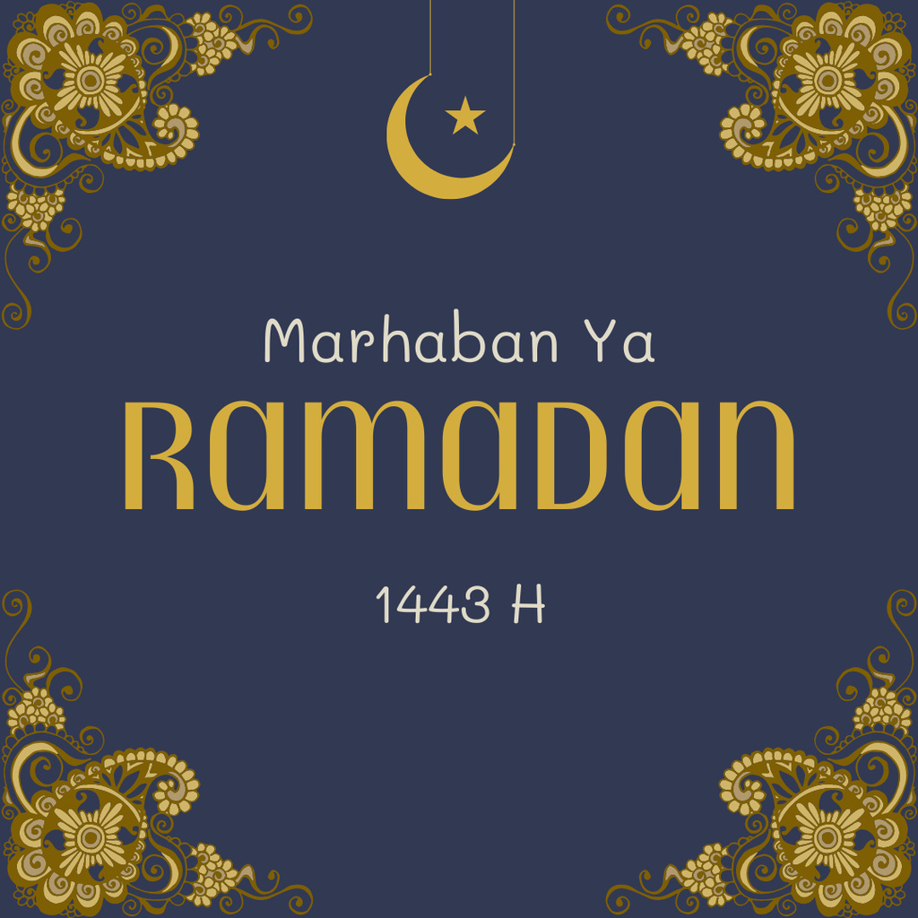 Ramadan Month Greeting with Oriental Floral Ornament Instagram – шаблон для дизайну