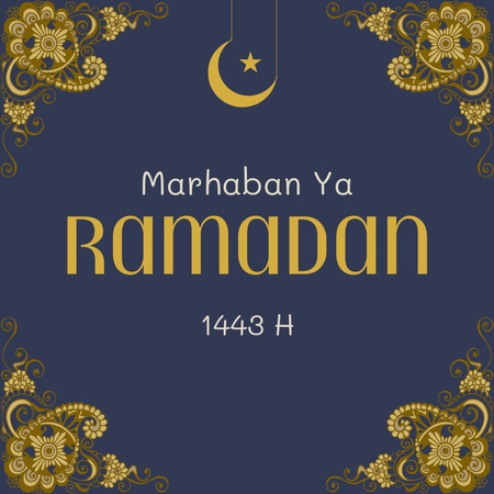 Ramadan Month Greeting with Oriental Floral Ornament Instagram Design Template