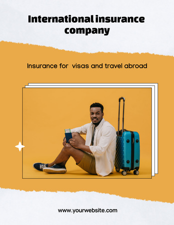 Advertisement for International Insurance Company with African American Traveling Flyer 8.5x11in Design Template
