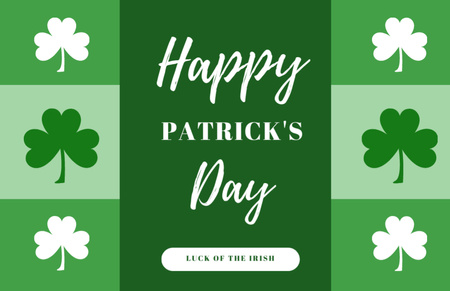 Happy St. Patrick's Day Greeting on Simple Green Thank You Card 5.5x8.5in Design Template