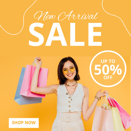 New Female Wear Sale with Shopping Bags Instagram Design Template