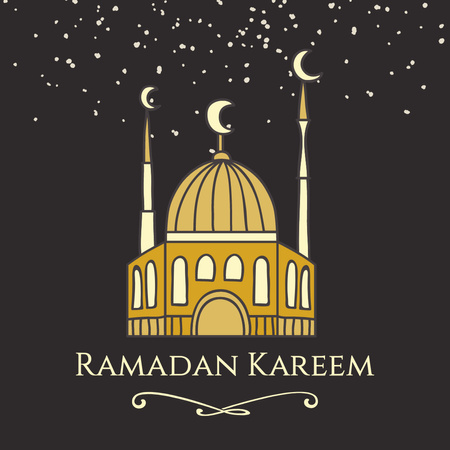 Holy Month of Ramadan Greeting with Mosque Instagram Design Template