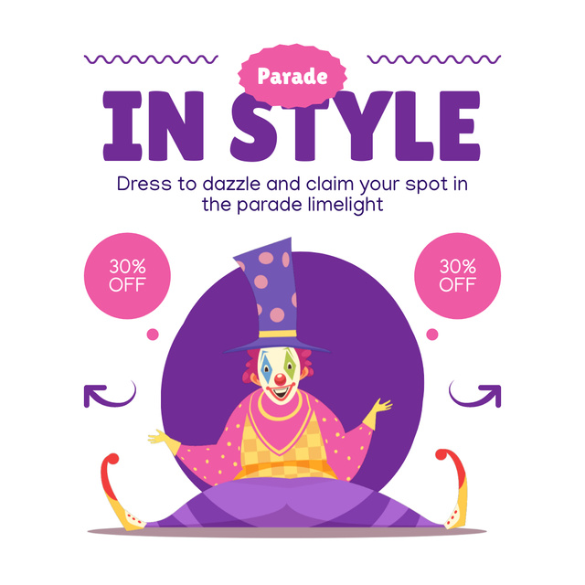 Stylish And Fun Costume Parade With Discounted Pass Animated Postデザインテンプレート