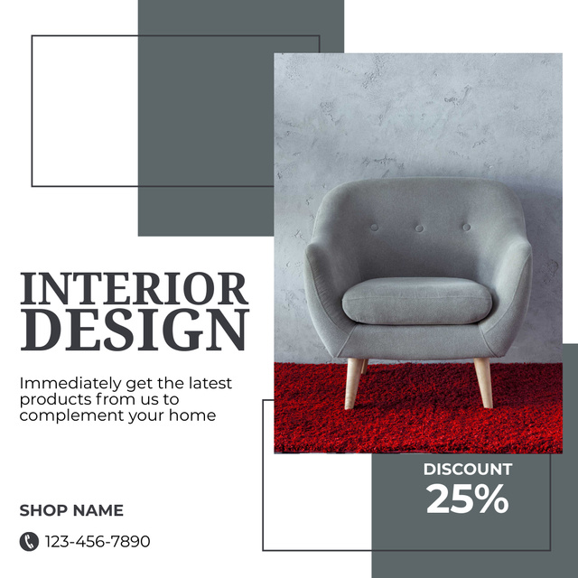 Interior Design Red and Grey Instagram AD Πρότυπο σχεδίασης