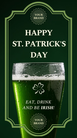 St. Patrick's Day Party with Glass of Green Beer Instagram Story Design Template