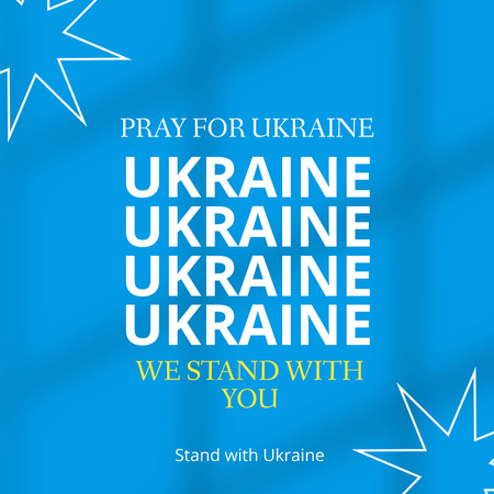 Modèle de visuel Priez pour la citation de l'Ukraine sur le bleu - Instagram