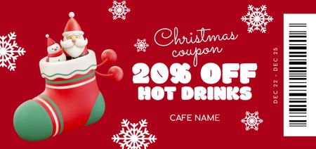 Hot Drinks Special Offer on Christmas Coupon Din Large Design Template